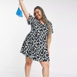 ASOS DESIGN Curve mini shirt dress in ditsy print